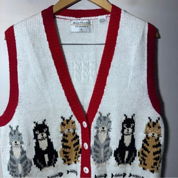 Vintage Marisa Christina Vneck Knit Button Front Vest Size Large - Picture 3 of 9